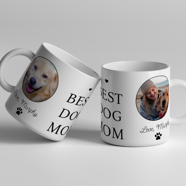 Best dog mom 2 photo pet name personalized coffee mug (Creator Uploaded)
