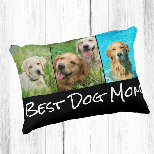 Best Dog Mom 3 Photo Collage Accent Pillow