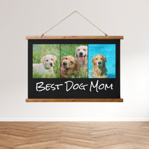 Best Dog Mom 3 Photo Collage Hanging Tapestry