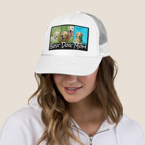 Best Dog Mom 3 Photo Collage Trucker Hat