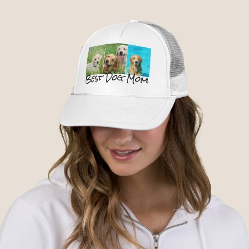 Best Dog Mom 3 Photo Collage Trucker Hat