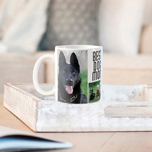 Best Dog Mom 6 Custom Photo Collage Mothers Day Coffee Mug