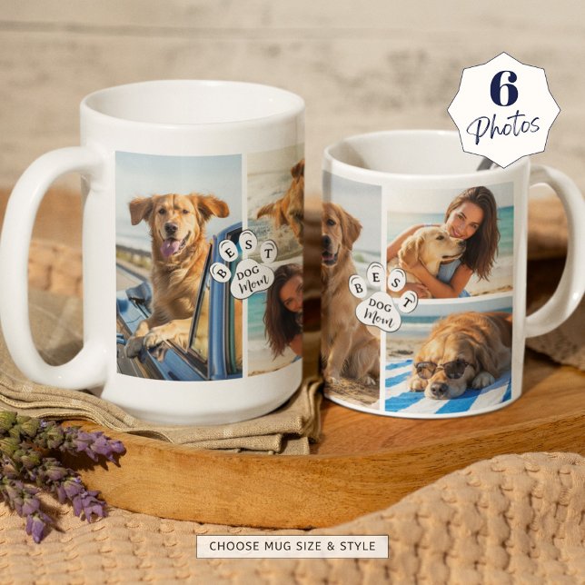 Best Dog Mom 6 Photo Collage Pawprint Coffee Mug (Creator Uploaded)