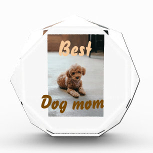 Best dog mom brown puddle pet dog cat mothers day  acrylic award