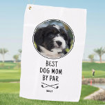 Best Dog Mom By Par Mother's Day Custom Photo Golf Towel<br><div class="desc">Create your own fun golf towel for the best dog Mom by par! This editable template features your pet's photo, a name, and crossed golf clubs. Personalize the text for a perfect Mother's Day, Father's Day, birthday, or holiday gift. Sure to add a smile to a round of golf! Printed...</div>