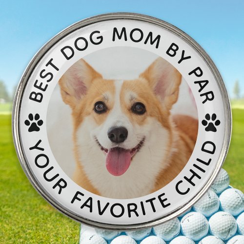 Best DOG MOM By Par Paw Print Custom Photo Golf Ball Marker