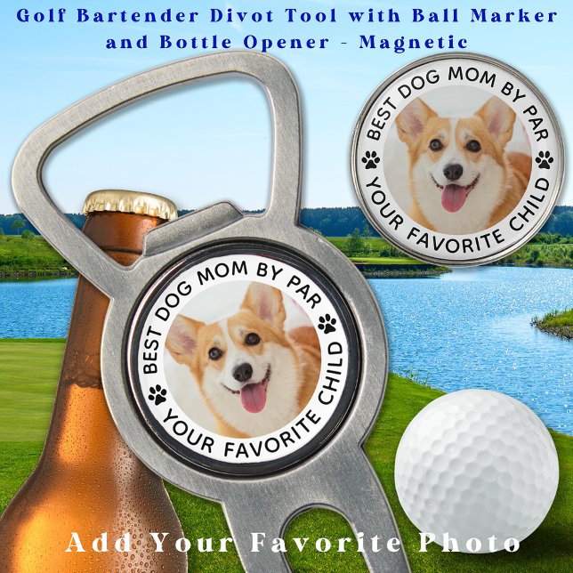 Best DOG MOM By Par Paw Print Custom Photo Golf Divot Tool (Creator Uploaded)