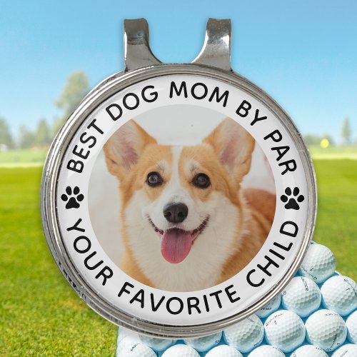 Best DOG MOM By Par Paw Print Custom Photo Golf Hat Clip