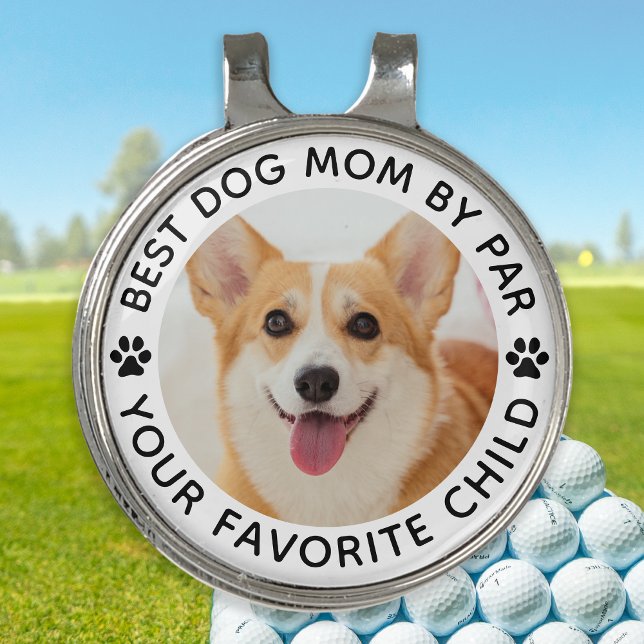 Best DOG MOM By Par Paw Print Custom Photo Golf Hat Clip (Creator Uploaded)