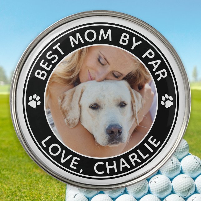 Best DOG MOM By Par Personalized Pet Photo Golf Ball Marker (Creator Uploaded)