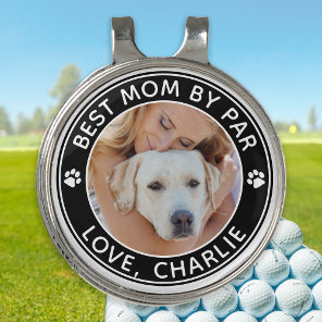 Best DOG MOM By Par Personalized Pet Photo Golf Hat Clip
