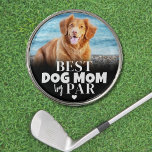 Best Dog Mom By Par Photo Golf Ball Marker<br><div class="desc">Personalized Best Dog Mom By Par Golf Ball Marker. Celebrate the golf-loving dog mom in your life with this custom golf ball marker, perfect for the lady golfer who’s truly the "Best Dog Mom By Par." Featuring bold white text over a sleek black gradient, this design adds a stylish yet...</div>