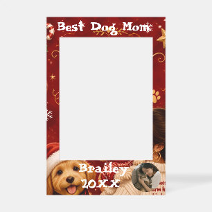 Best Dog Mom Crimson Christmas Photo Selfie Frame