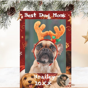 Best Dog Mom Crimson Christmas Photo Selfie Frame