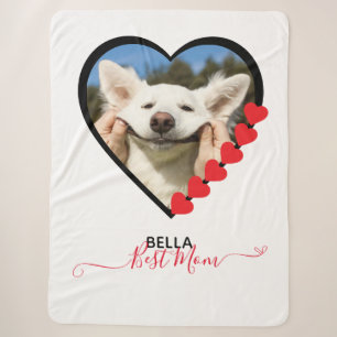 Best Dog Mom Custom Pet Photo Dog Lover Sherpa Blanket