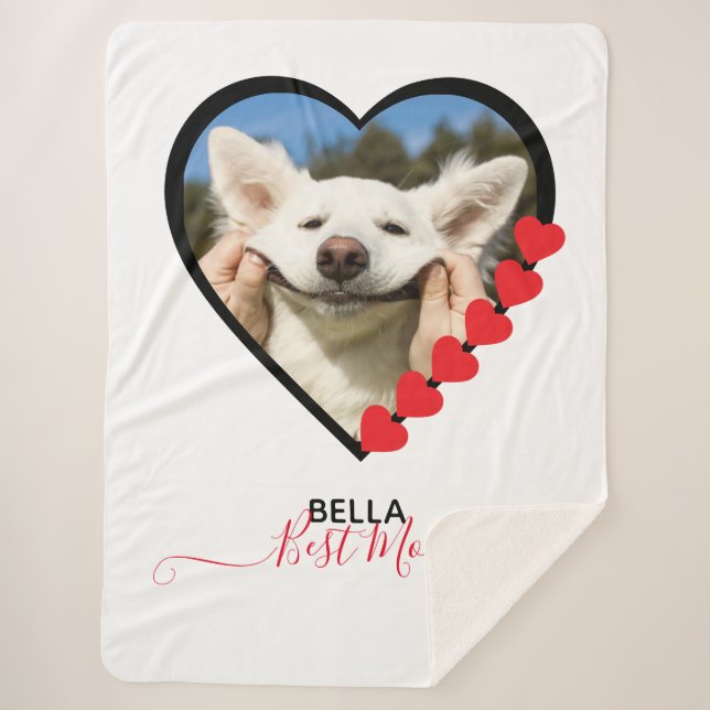 Best Dog Mom Custom Pet Photo Dog Lover Sherpa Blanket (Front)