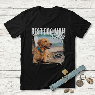 Best Dog Mom Custom Photo Distressed Vintage Frame T-Shirt