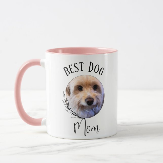 Best dog Mom - Custom photo Two-Tone Coffee Mug (Left)