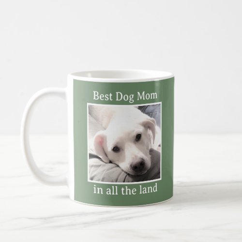 Best Dog Mom Cute Puppy Dog Green Heart Coffee Mug