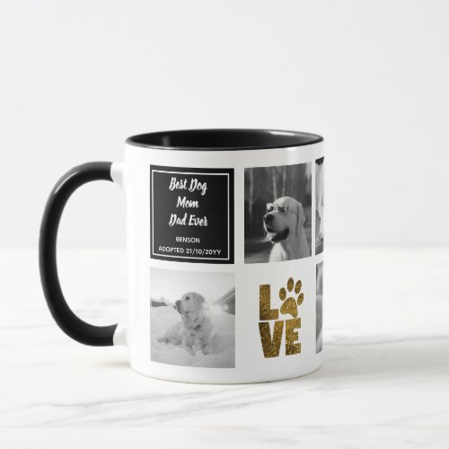 Best Dog Mom Dad PHOTO COLLAGE Gift LOVE DOGS Mug