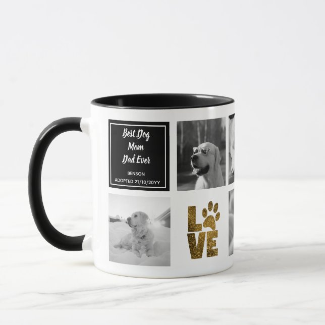 Best Dog Mom Dad PHOTO COLLAGE Gift LOVE DOGS Mug (Left)