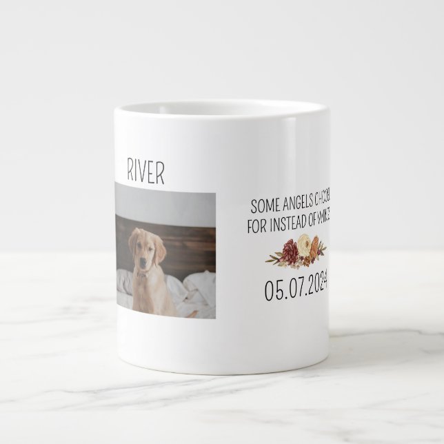 Best Dog Mom | Dog Photo Handwritten Text Giant Coffee Mug (Front)