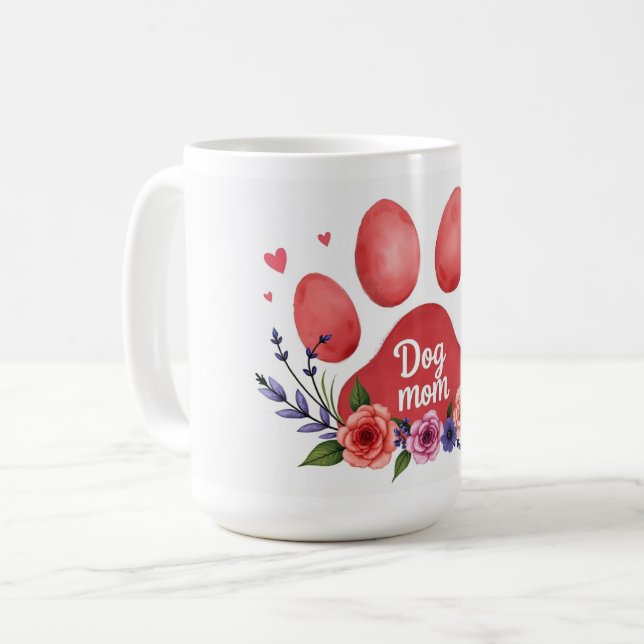Best Dog Mom Ever – 15 oz Floral Mug (Front Left)