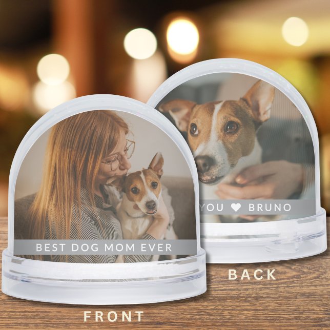 Best Dog Mom Ever 2 Photo Personalized  Gift Snow Globe (Creator Uploaded)
