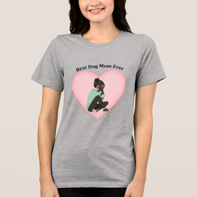Best Dog Mom Ever Black French Bulldog Tri-Blend Shirt (Front)