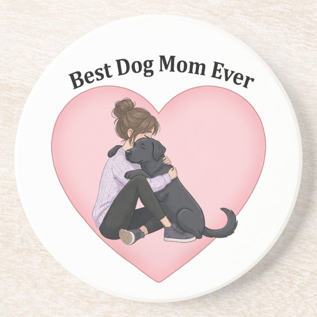 Best Dog Mom Ever Black Lab Coaster (Front)