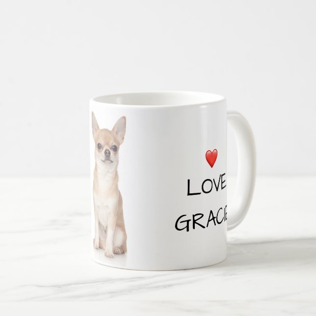 Best.Dog Mom.Ever. Chihuahua Love Name Photo Coffee Mug (Front Right)