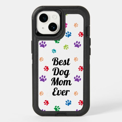 Best Dog Mom Ever Colorful Dog Paw Prints OtterBox iPhone 14 Case