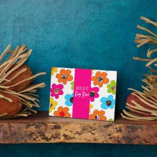 Best Dog Mom Ever Colorful Flower Photo Collage  Plaque