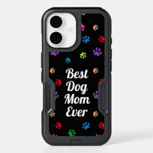 Best Dog Mom Ever Colorful Paw Prints iPhone 16 Case