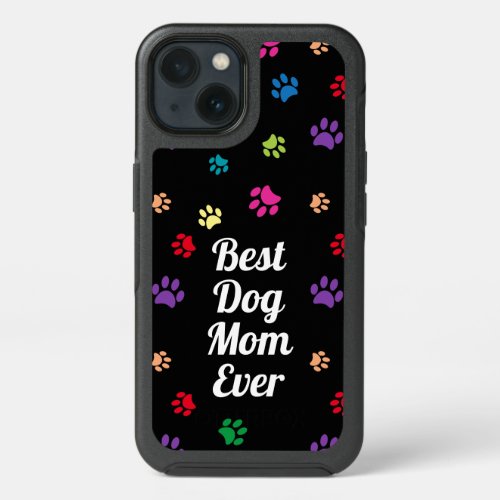 Best Dog Mom Ever Colorful Puppy Dog Paw Prints iPhone 13 Case