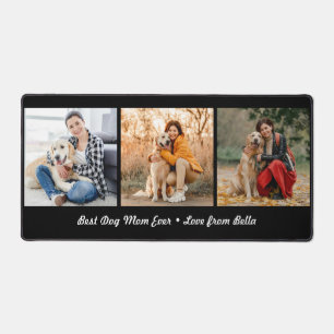 Best Dog Mom Ever Custom 3 Photo Collage Desk Mat