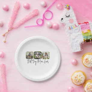 Best Dog Mom Ever - Custom 3-Photo Collage Paper Plates
