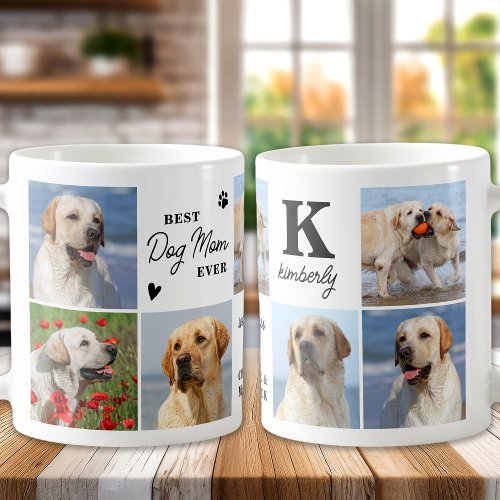 Best DOG MOM Ever Custom Modern 7 Photo Collage Coffee Mug