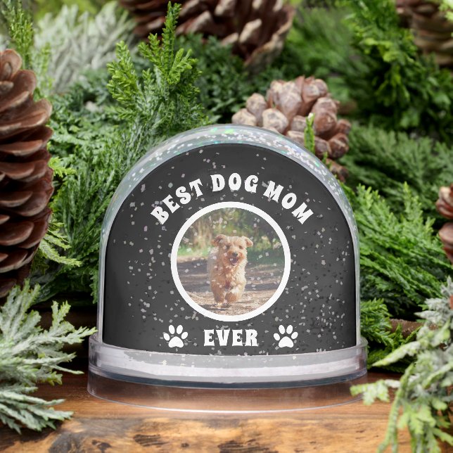Best Dog Mom Ever Custom Photo Personalized Snow Globe (Winter)