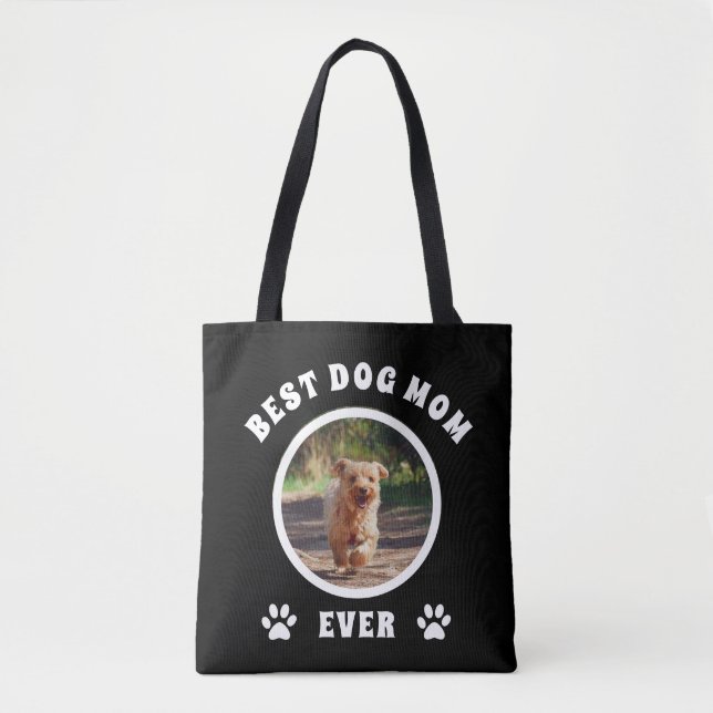 Best Dog Mom Ever Custom Photo Personalized Tote Bag (Front)