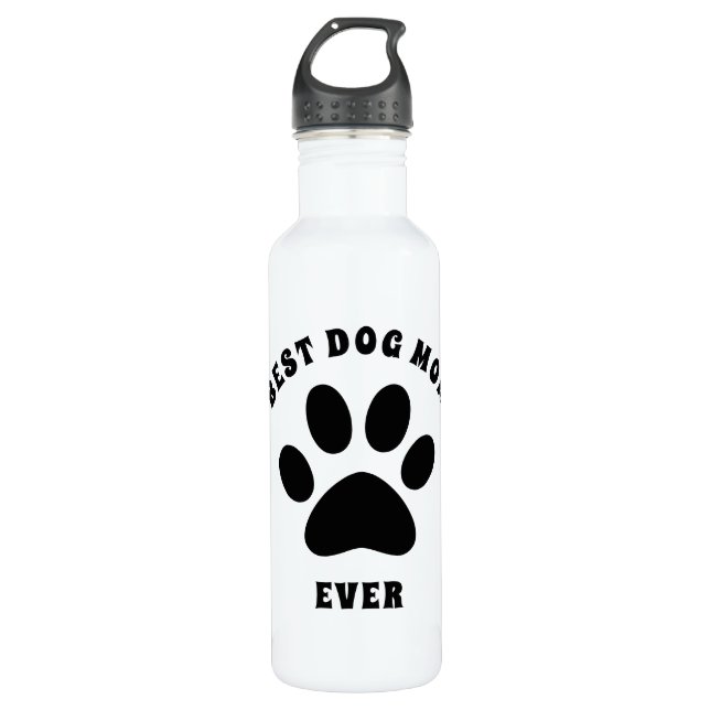 Best Dog Mom Ever Custom Text Personalized Stainless Steel Water Bottle (Front)