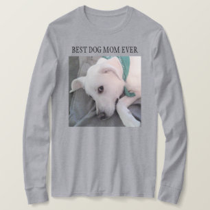Best Dog Mom Ever Cute White Dog Wearing Scarf T-Shirt