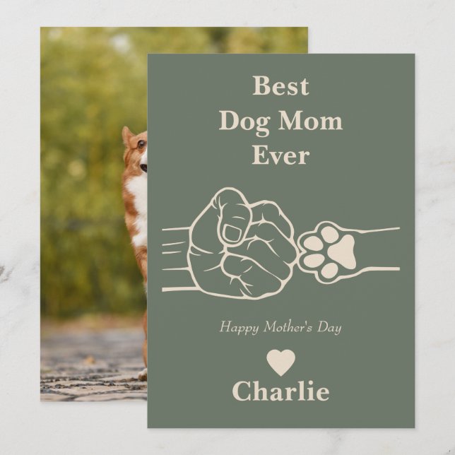 Best Dog mom ever fist bump Mother's day card (Front/Back)