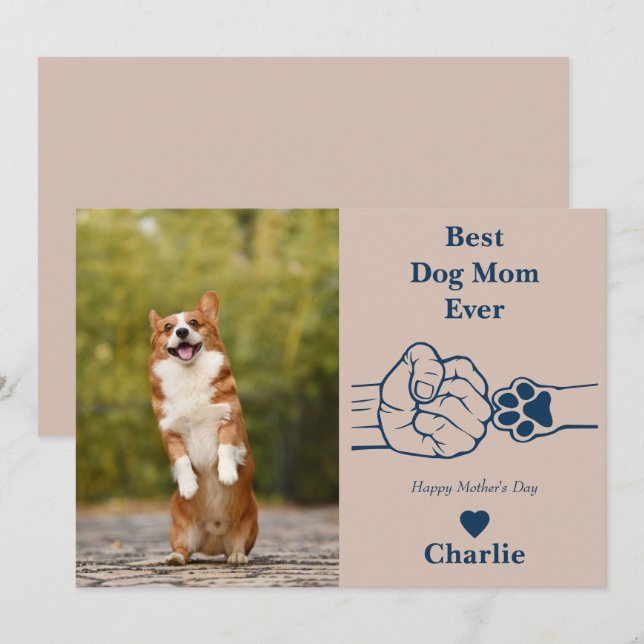 Best Dog mom ever fist bump mother's day card (Front/Back)