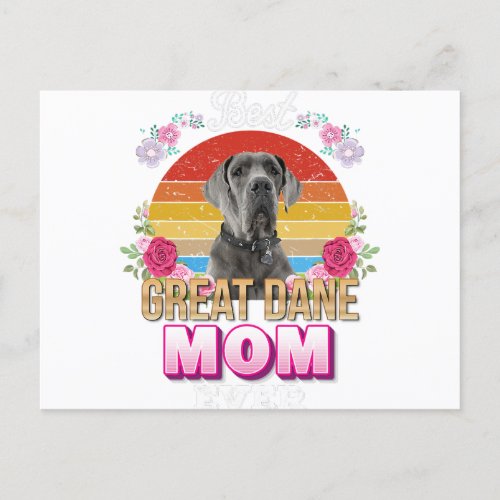 best dog mom ever great dane floral  lover mor day holiday postcard