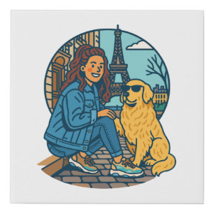 Best Dog Mom Ever in Paris Faux Canvas Print