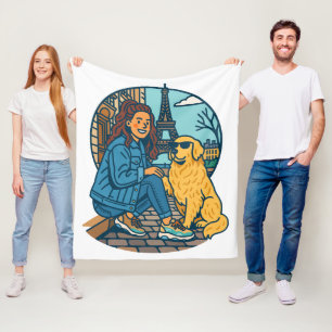 Best Dog Mom Ever in Paris Fleece Blanket