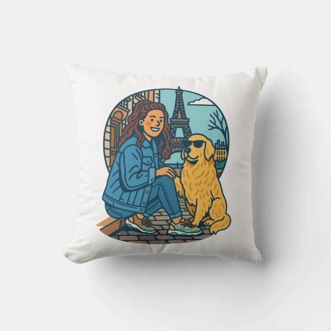 Best Dog Mom Ever in Paris Throw Pillow (Front)