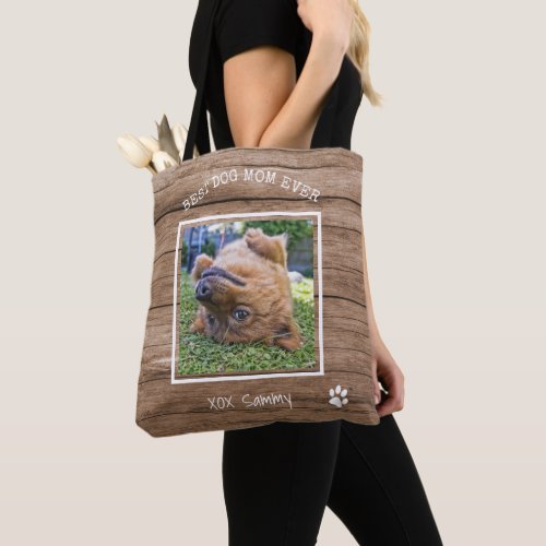 Best Dog Mom Ever Instagram Photo  Paw Print Tote Bag