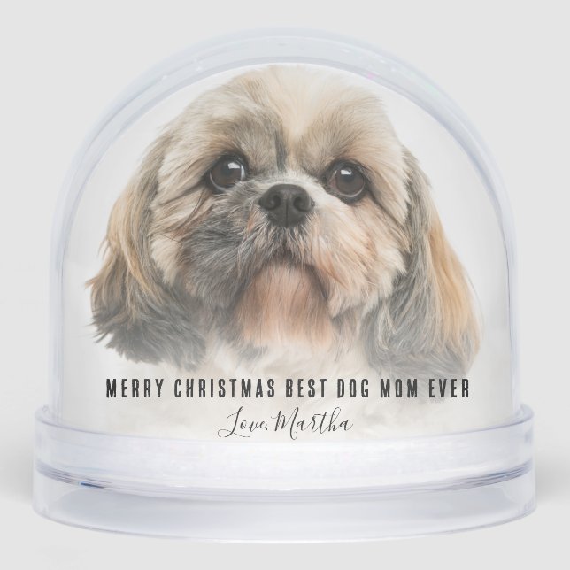 Best Dog Mom Ever Merry Christmas Pet Photos Snow Globe (Front)
